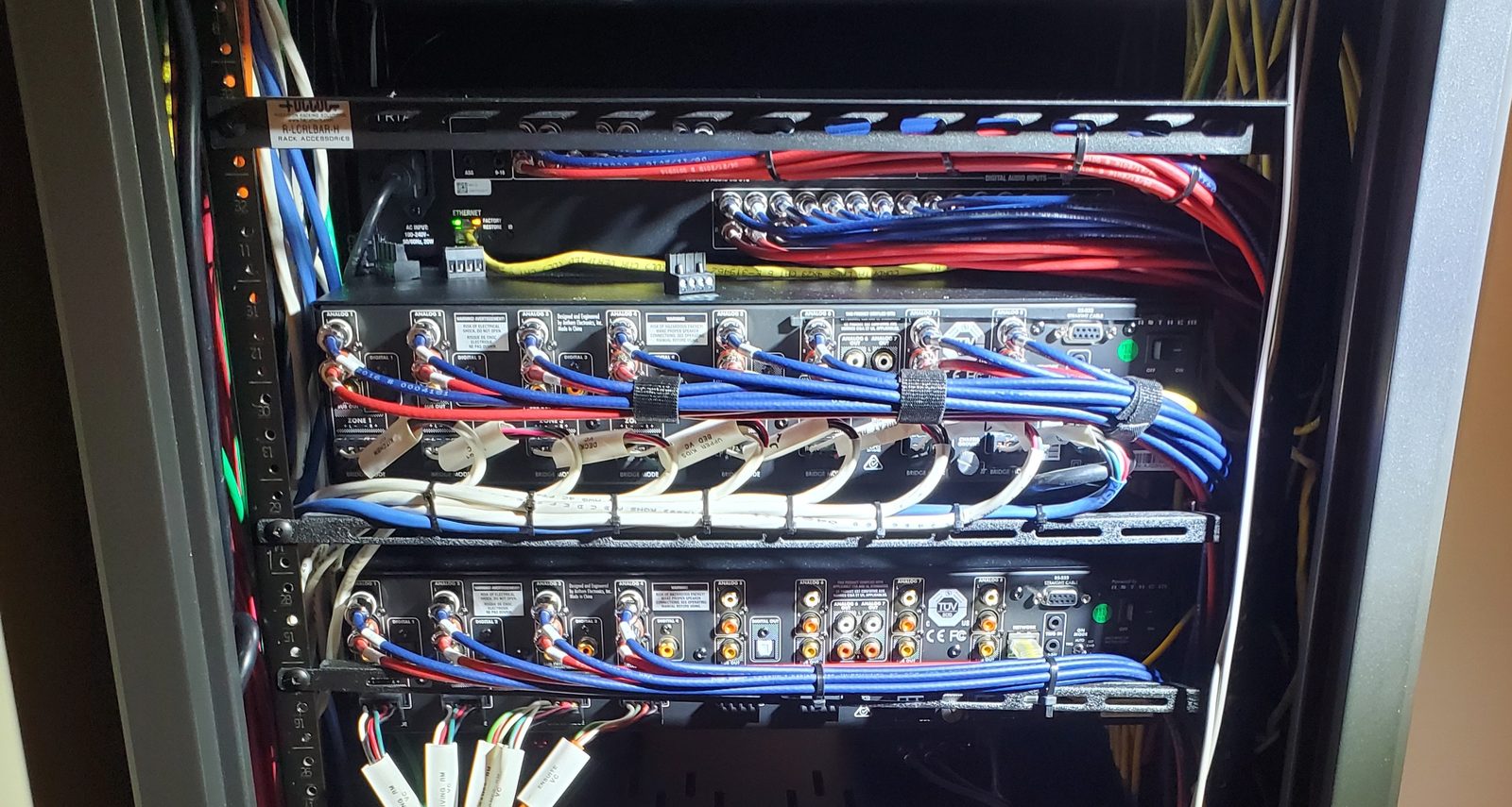Equipment rack with network and AV components